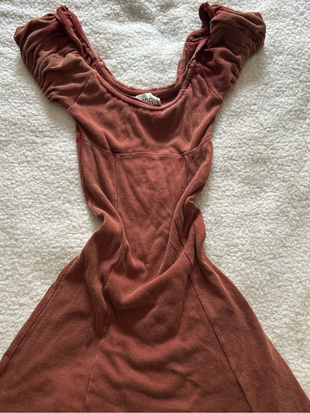 BDG Rust-Toned Ribbed Mini Dress